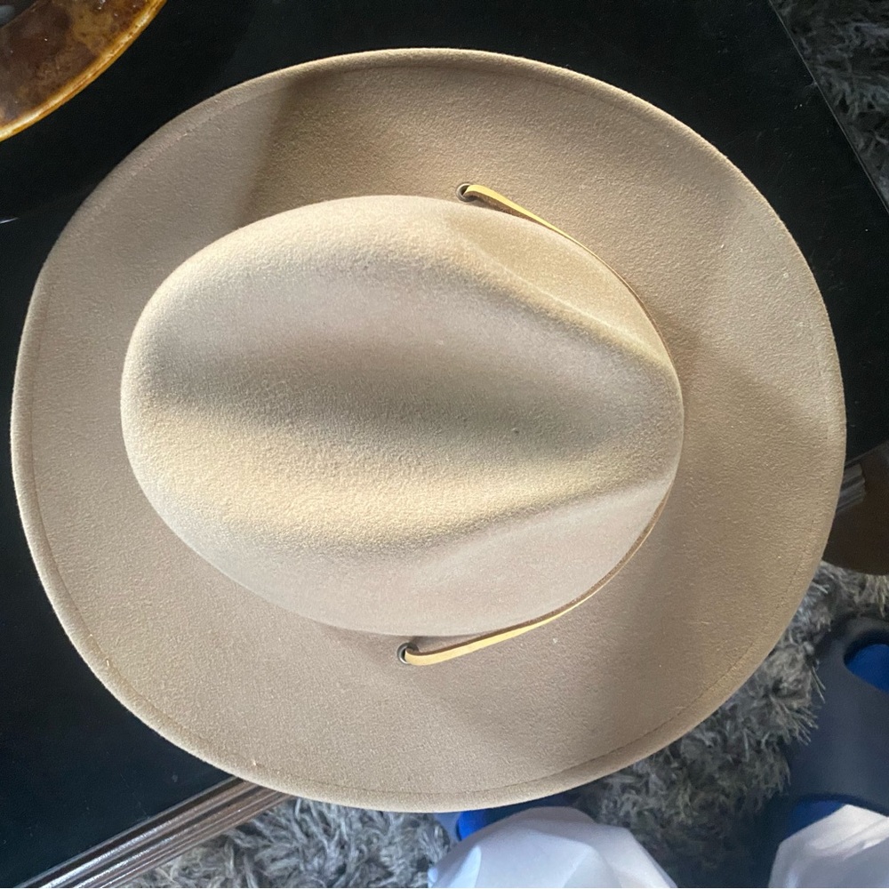 Tan Wide Brim Fedora Hat